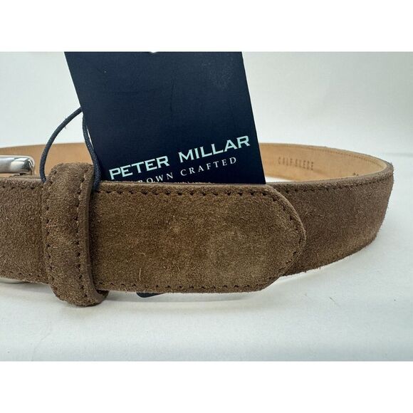NWT PETER  MILLAR Excursionist Calf Suede Belt CHESTNUT Brown Men's Size 32 $200 - Picture 3 of 9